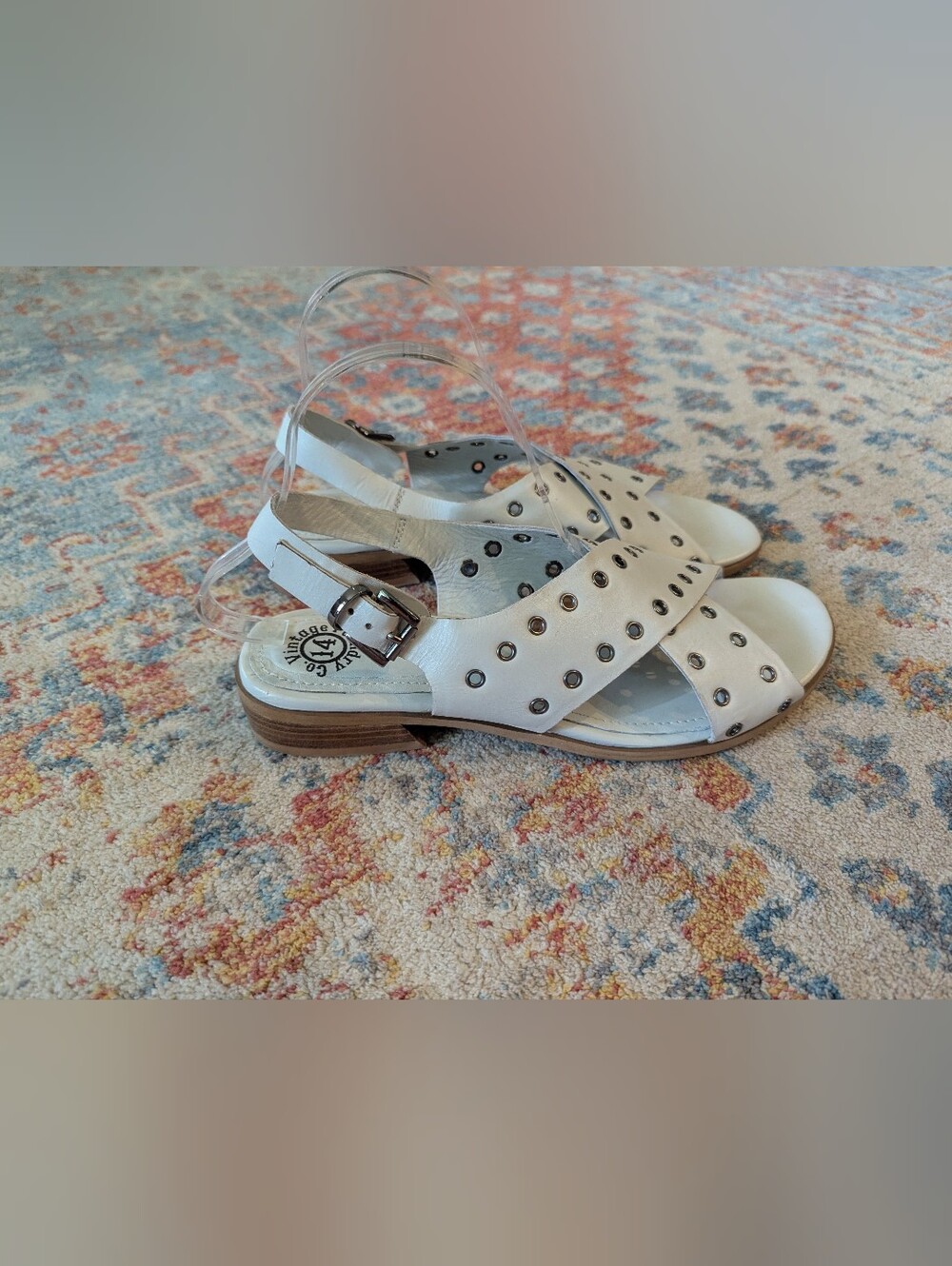 Vintage Foundry Co. Women's 11 Carmine Slingback Ankle White Leather Sandals